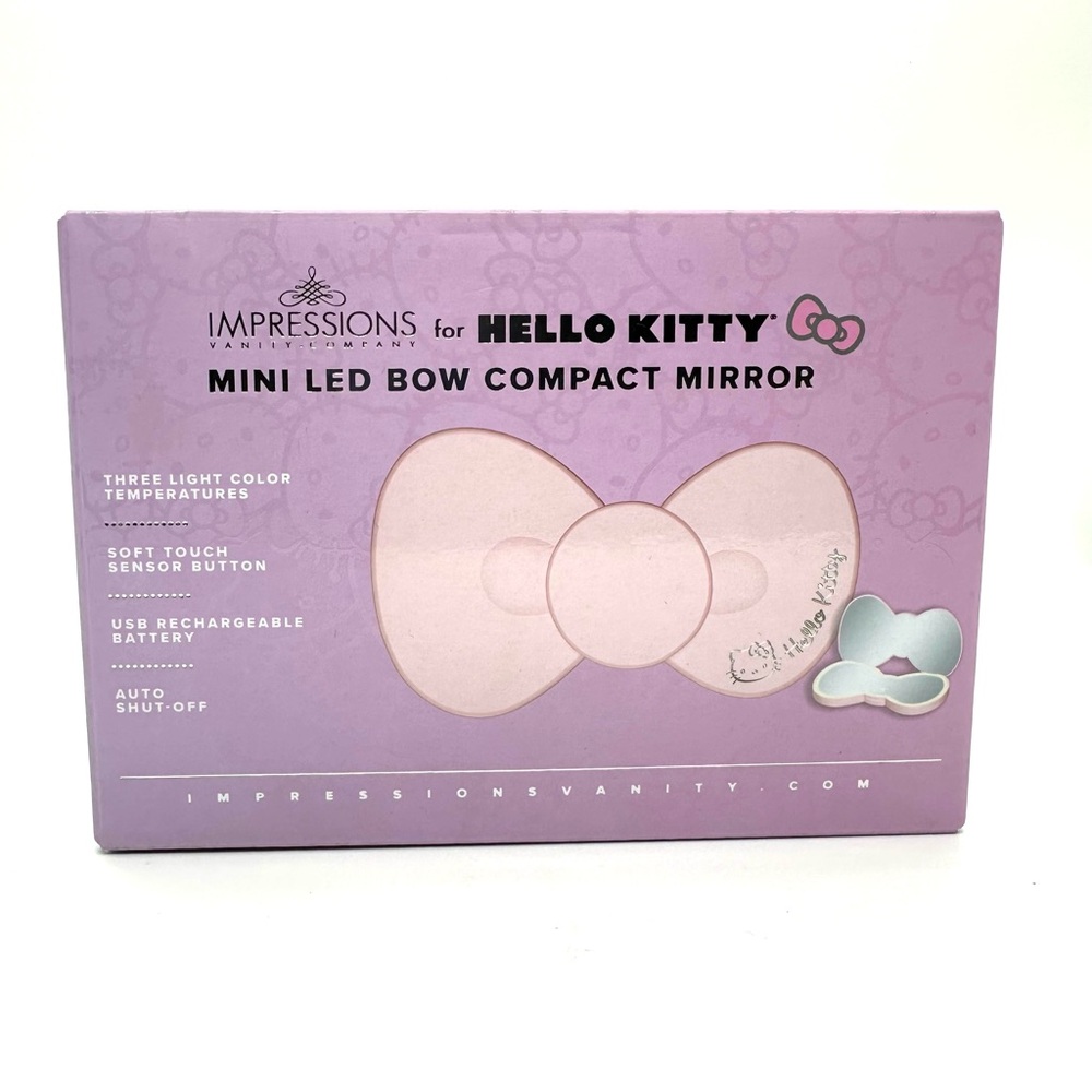 NEW Impressions Vanity Hello Kitty Bow Light Up LED Compact Mirror